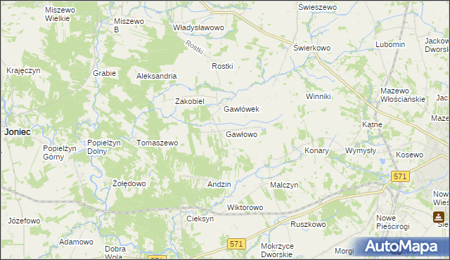 mapa Gawłowo, Gawłowo na mapie Targeo