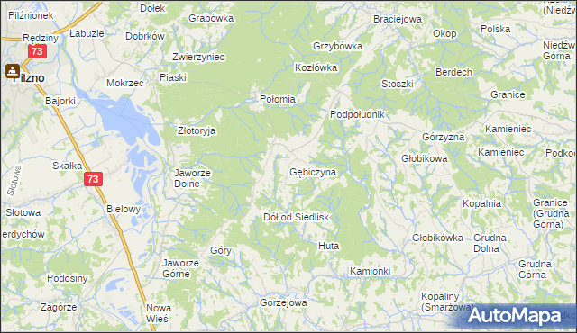 mapa Gębiczyna, Gębiczyna na mapie Targeo