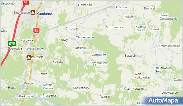 mapa Gertrudów, Gertrudów na mapie Targeo