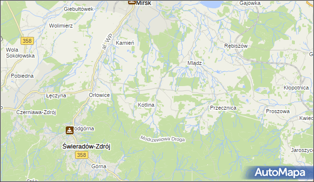 mapa Gierczyn gmina Mirsk, Gierczyn gmina Mirsk na mapie Targeo