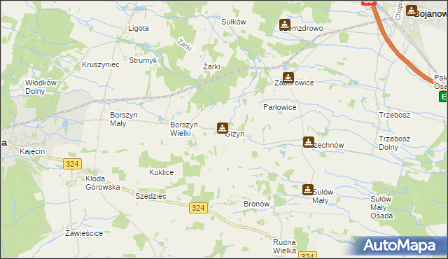 mapa Giżyn gmina Bojanowo, Giżyn gmina Bojanowo na mapie Targeo