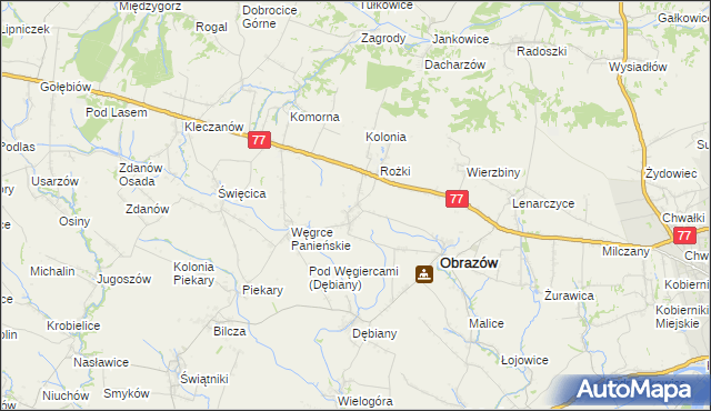 mapa Głazów gmina Obrazów, Głazów gmina Obrazów na mapie Targeo