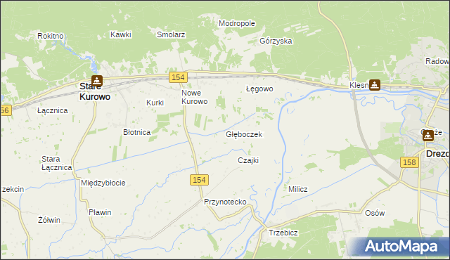 mapa Głęboczek gmina Stare Kurowo, Głęboczek gmina Stare Kurowo na mapie Targeo