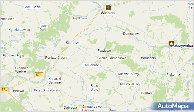 mapa Glinice-Domaniewo, Glinice-Domaniewo na mapie Targeo