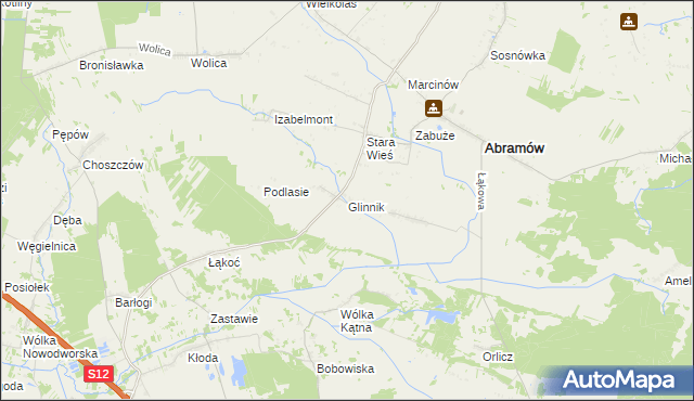 mapa Glinnik gmina Abramów, Glinnik gmina Abramów na mapie Targeo