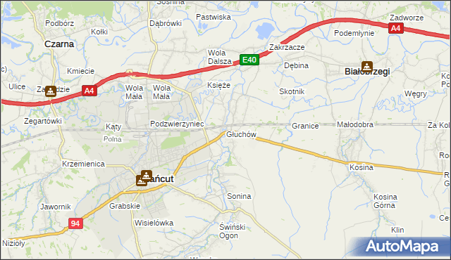 mapa Głuchów gmina Łańcut, Głuchów gmina Łańcut na mapie Targeo