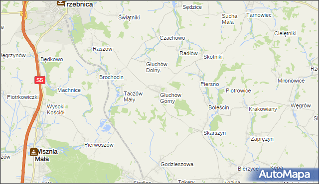 mapa Głuchów Górny, Głuchów Górny na mapie Targeo