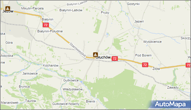 mapa Głuchów powiat skierniewicki, Głuchów powiat skierniewicki na mapie Targeo