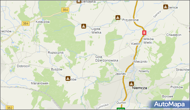 mapa Gola Dzierżoniowska, Gola Dzierżoniowska na mapie Targeo