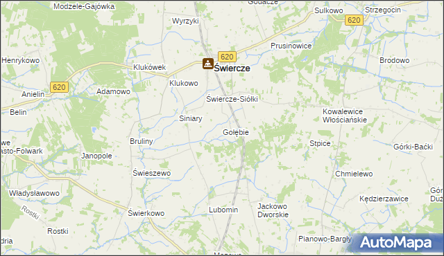 mapa Gołębie gmina Świercze, Gołębie gmina Świercze na mapie Targeo