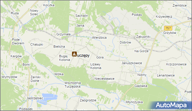 mapa Góra gmina Tuczępy, Góra gmina Tuczępy na mapie Targeo
