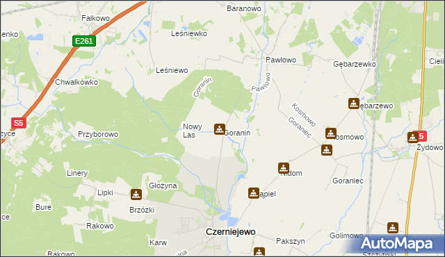 mapa Goranin gmina Czerniejewo, Goranin gmina Czerniejewo na mapie Targeo