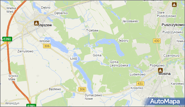 mapa Górka gmina Stęszew, Górka gmina Stęszew na mapie Targeo