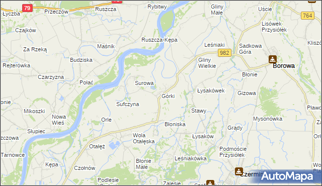 mapa Górki gmina Borowa, Górki gmina Borowa na mapie Targeo