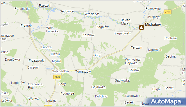 mapa Góry gmina Michałów, Góry gmina Michałów na mapie Targeo