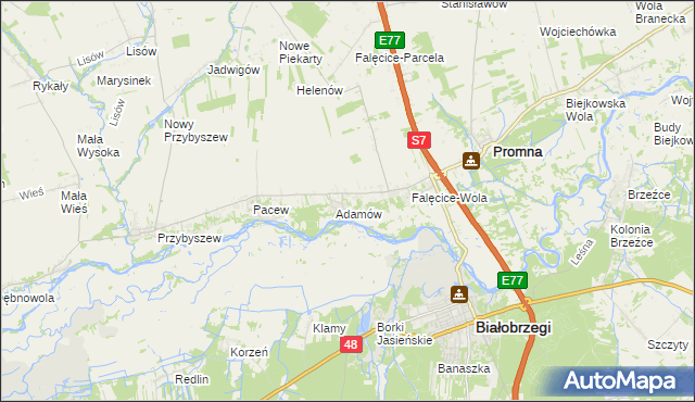 mapa Góry gmina Promna, Góry gmina Promna na mapie Targeo