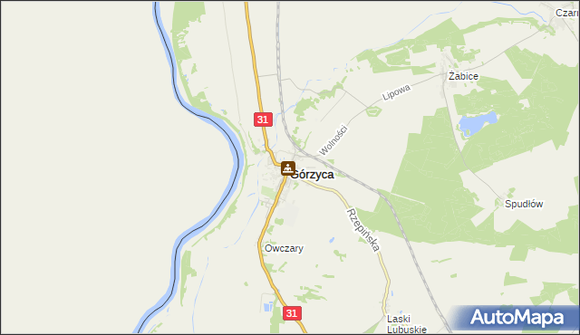 mapa Górzyca powiat słubicki, Górzyca powiat słubicki na mapie Targeo