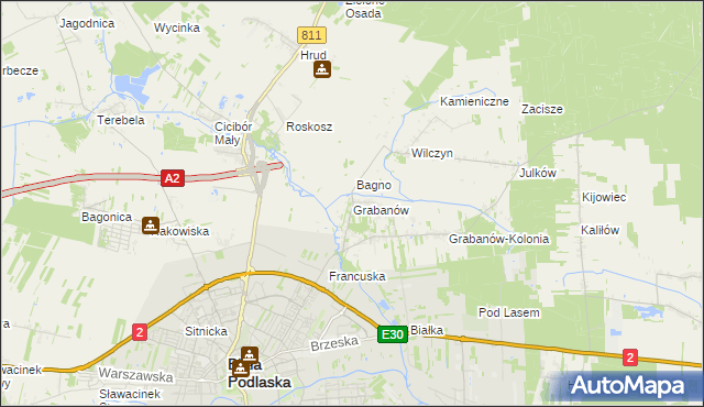 mapa Grabanów, Grabanów na mapie Targeo