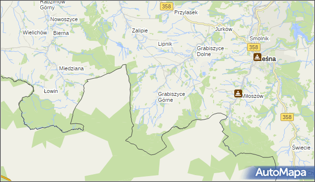 mapa Grabiszyce Górne, Grabiszyce Górne na mapie Targeo