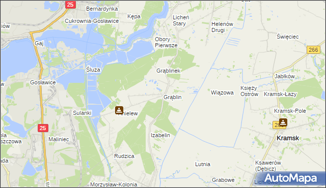 mapa Grąblin, Grąblin na mapie Targeo