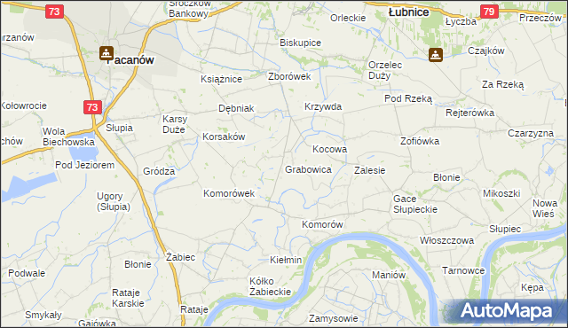 mapa Grabowica gmina Pacanów, Grabowica gmina Pacanów na mapie Targeo