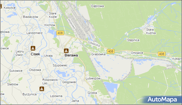 mapa Grabówka gmina Bierawa, Grabówka gmina Bierawa na mapie Targeo