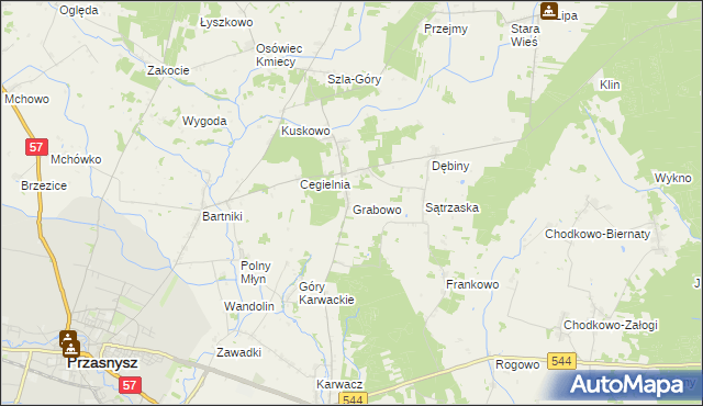 mapa Grabowo gmina Przasnysz, Grabowo gmina Przasnysz na mapie Targeo