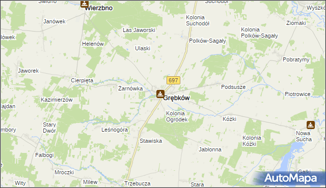 mapa Grębków, Grębków na mapie Targeo