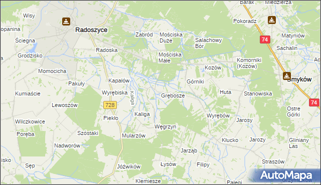 mapa Grębosze, Grębosze na mapie Targeo