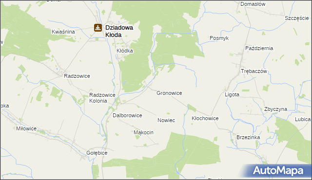 mapa Gronowice gmina Dziadowa Kłoda, Gronowice gmina Dziadowa Kłoda na mapie Targeo