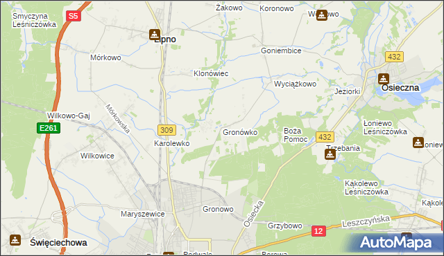 mapa Gronówko gmina Lipno, Gronówko gmina Lipno na mapie Targeo