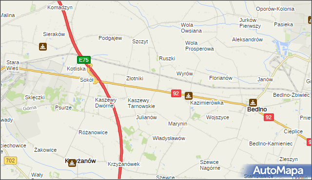 mapa Groszki gmina Bedlno, Groszki gmina Bedlno na mapie Targeo