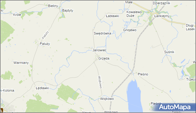 mapa Grzęda gmina Bisztynek, Grzęda gmina Bisztynek na mapie Targeo