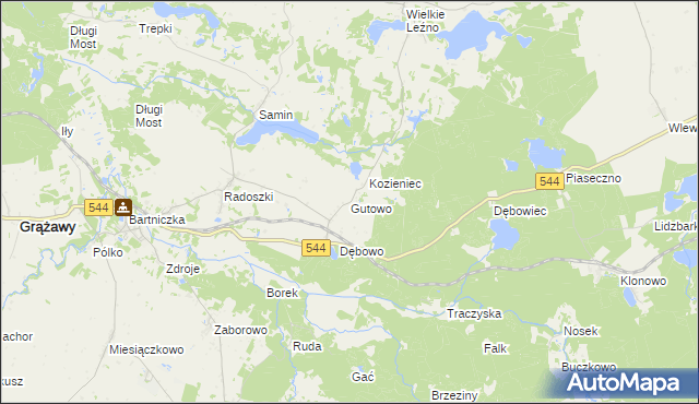 mapa Gutowo gmina Bartniczka, Gutowo gmina Bartniczka na mapie Targeo