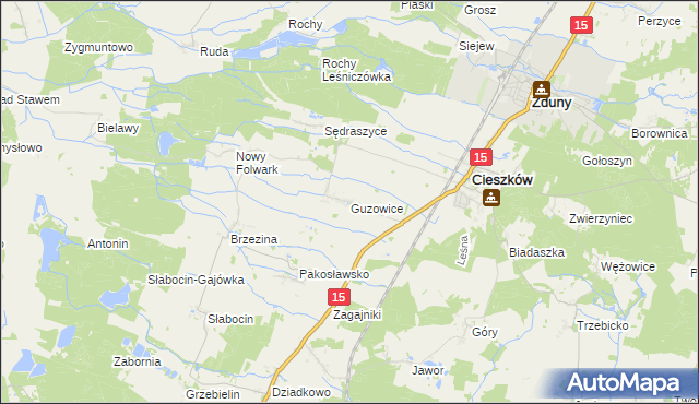 mapa Guzowice, Guzowice na mapie Targeo