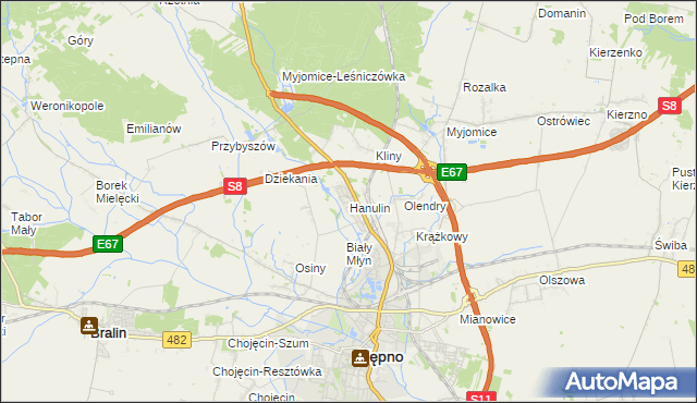 mapa Hanulin, Hanulin na mapie Targeo