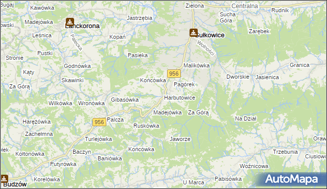 mapa Harbutowice gmina Sułkowice, Harbutowice gmina Sułkowice na mapie Targeo