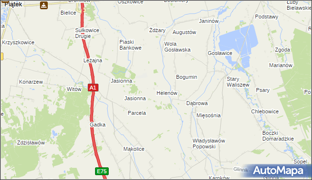 mapa Helenów gmina Głowno, Helenów gmina Głowno na mapie Targeo