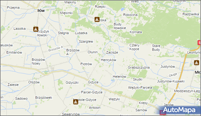 mapa Henryków gmina Iłów, Henryków gmina Iłów na mapie Targeo