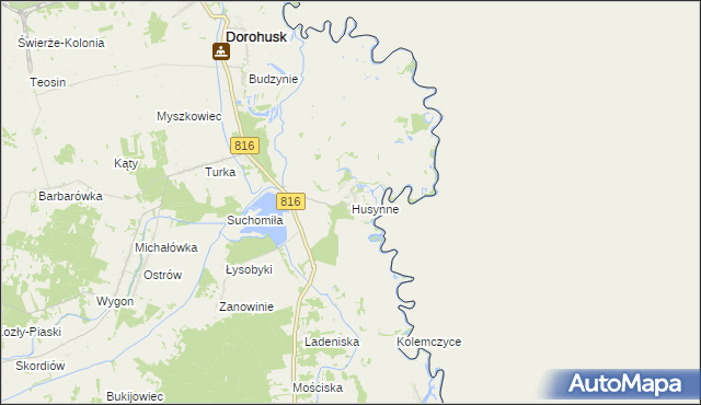 mapa Husynne gmina Dorohusk, Husynne gmina Dorohusk na mapie Targeo