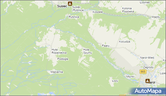 mapa Huta Szumy, Huta Szumy na mapie Targeo