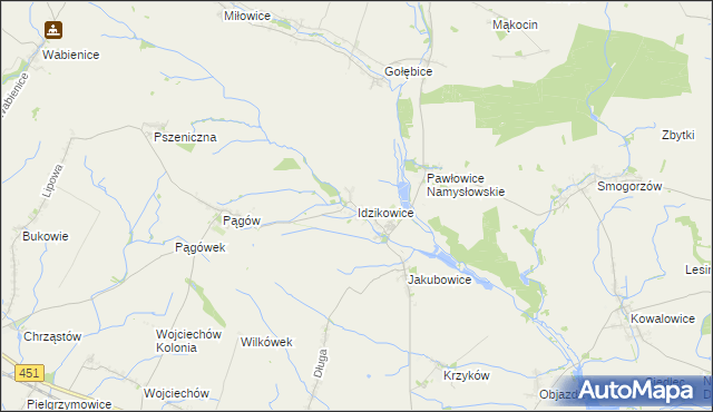 mapa Idzikowice gmina Wilków, Idzikowice gmina Wilków na mapie Targeo