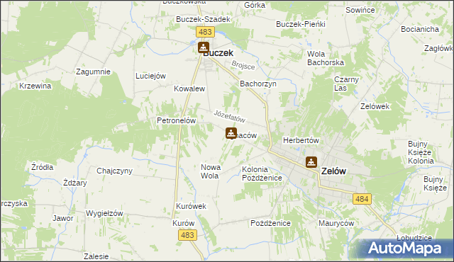 mapa Ignaców gmina Zelów, Ignaców gmina Zelów na mapie Targeo