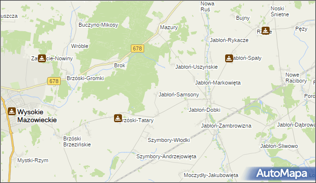 mapa Jabłoń-Samsony, Jabłoń-Samsony na mapie Targeo