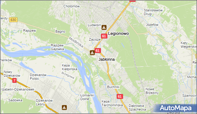 mapa Jabłonna powiat legionowski, Jabłonna powiat legionowski na mapie Targeo