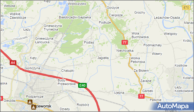 mapa Jagiełła gmina Tryńcza, Jagiełła gmina Tryńcza na mapie Targeo