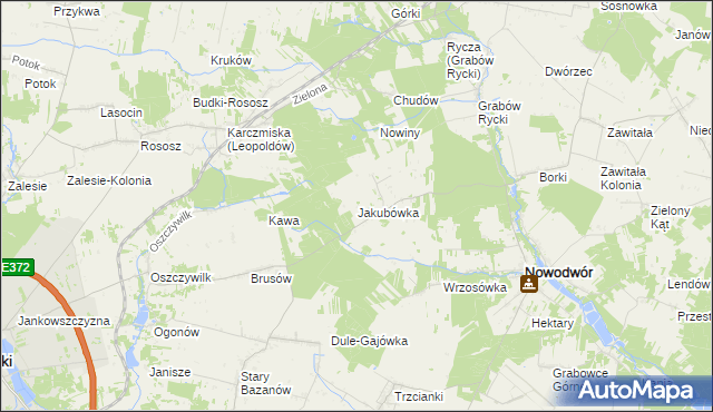 mapa Jakubówka gmina Nowodwór, Jakubówka gmina Nowodwór na mapie Targeo