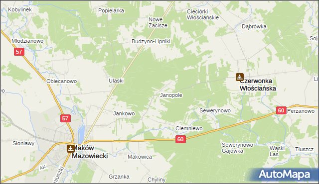 mapa Janopole gmina Czerwonka, Janopole gmina Czerwonka na mapie Targeo