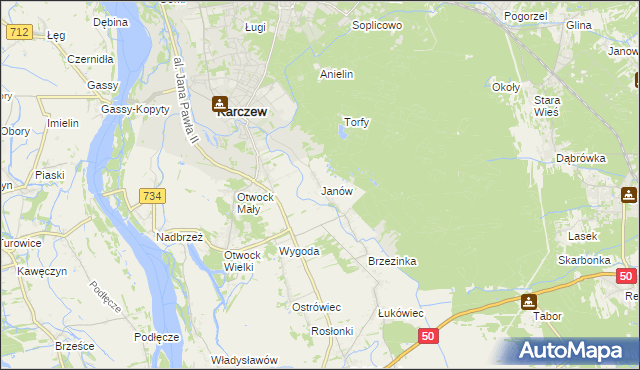 mapa Janów gmina Karczew, Janów gmina Karczew na mapie Targeo