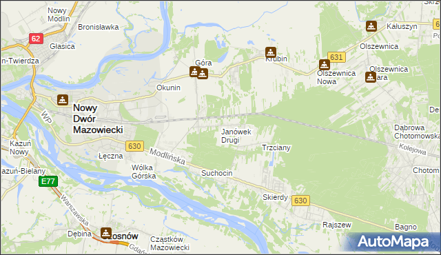 mapa Janówek Drugi, Janówek Drugi na mapie Targeo